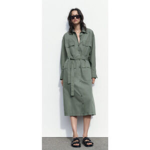 Zara MilitaryMidi Shirt Dress